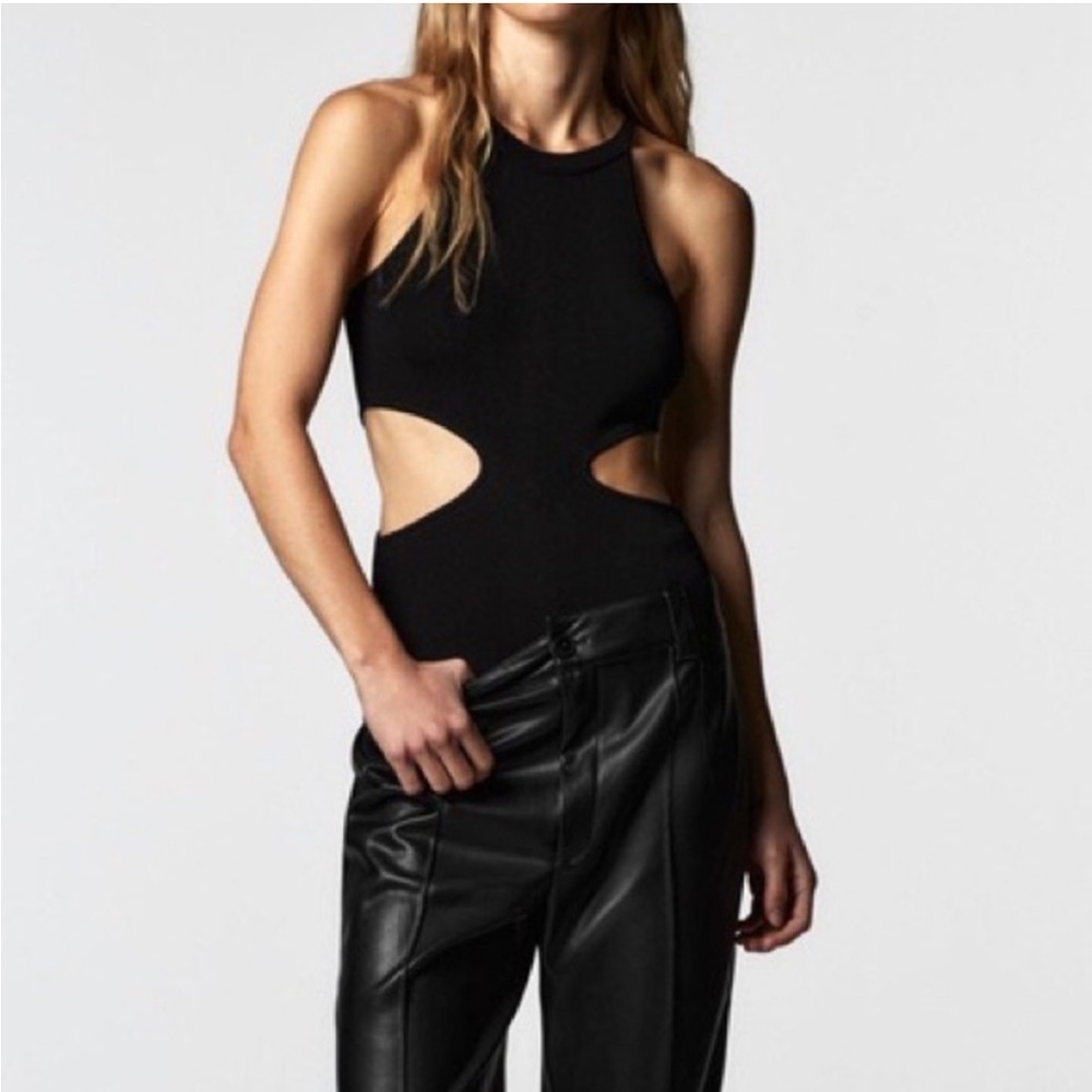 Zara Cut Out Bodysuit Ribbed
